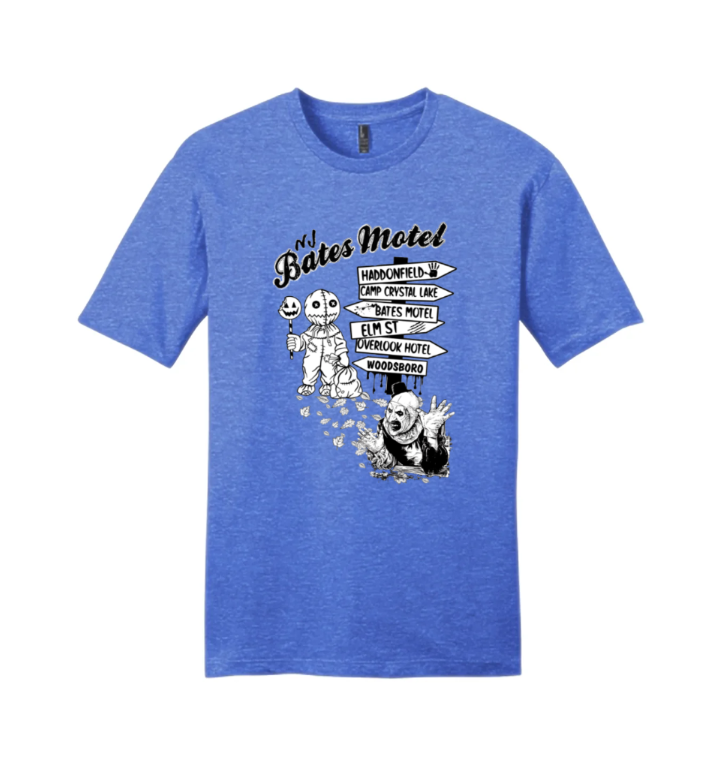 Heather Frost Blue Short Sleeve NJBatesMotel Horror Tee 2024