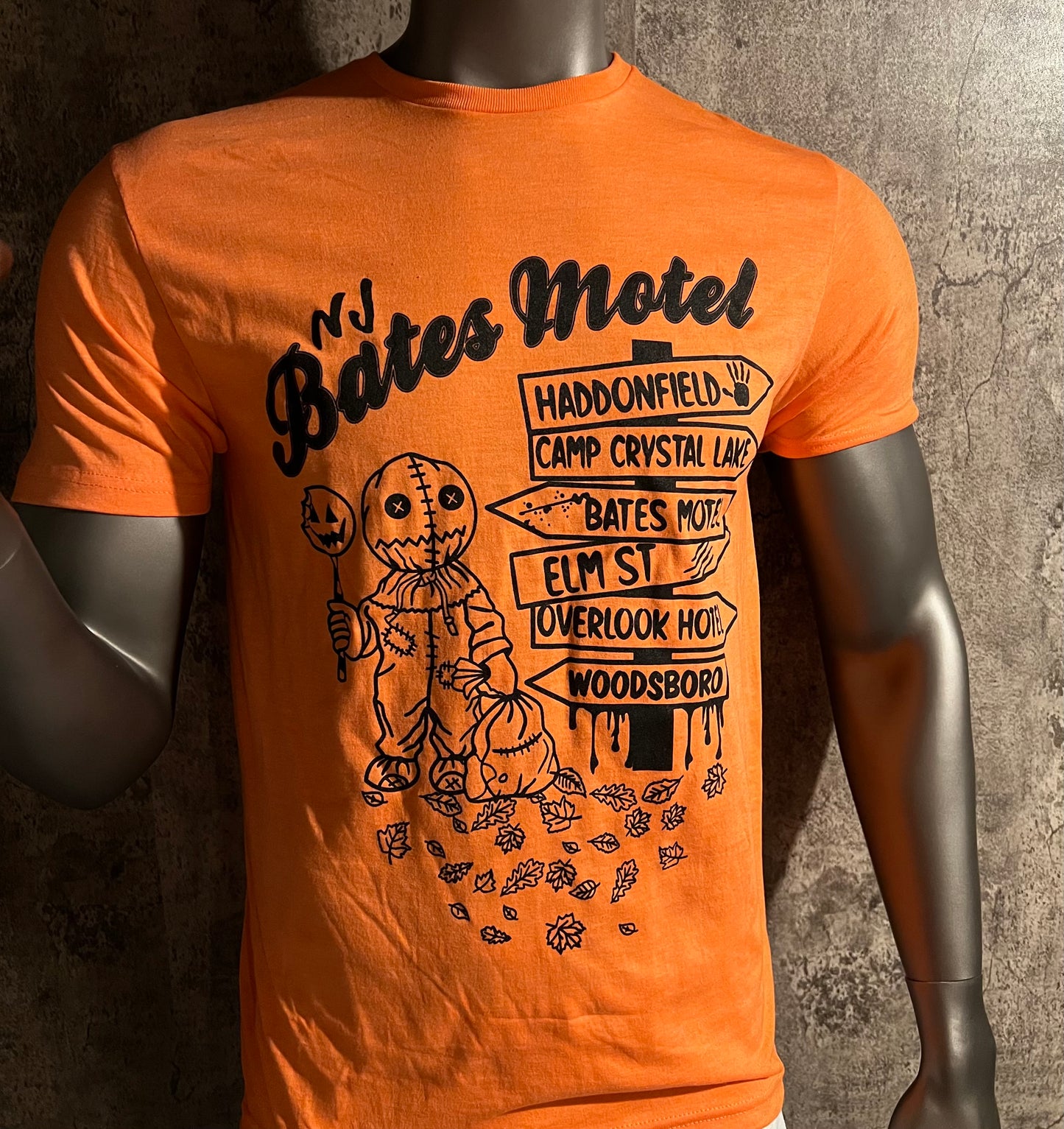 Heather Orange Short Sleeve NJBatesMotel Horror Character Tee 2023
