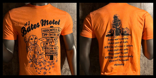 Heather Orange Short Sleeve NJBatesMotel Horror Character Tee 2023